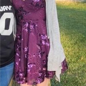 Purple Floral Lace Dress